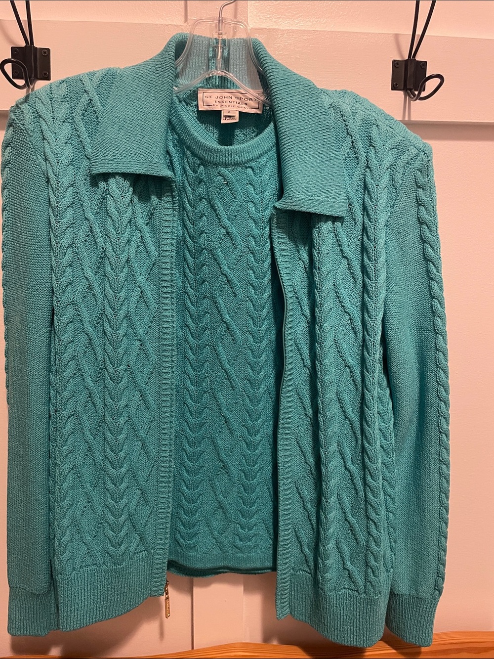 St. John's Bay Teal Cable-Knit Cardigan & Pullover Set